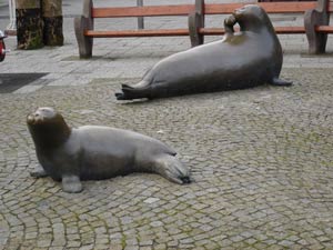 Bronze Seehunde auf Norderney